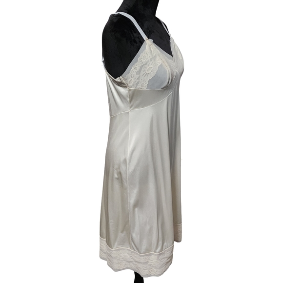 VINTAGE Satin Slip Dress Womens Small Cream Lace Coquette - Picture 7 of 11